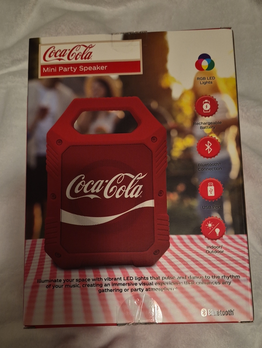 Coca Cola Red Mini Party Speaker with RGB LED Lights